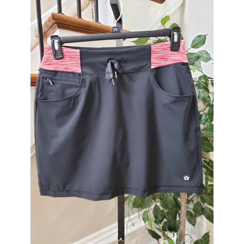 Tuff Athletics Women's Solid Black Cotton Pull On Mid Rise Athletic Wear Skirt M